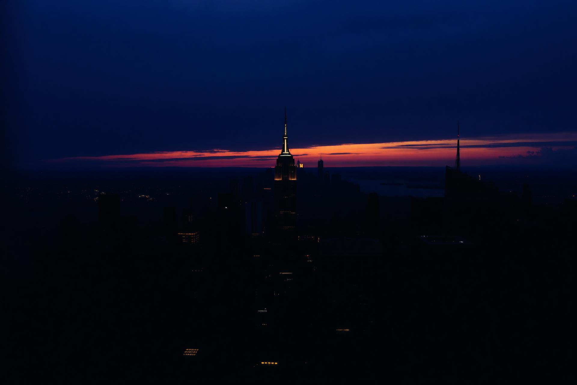 Manhattan skyline at dusk